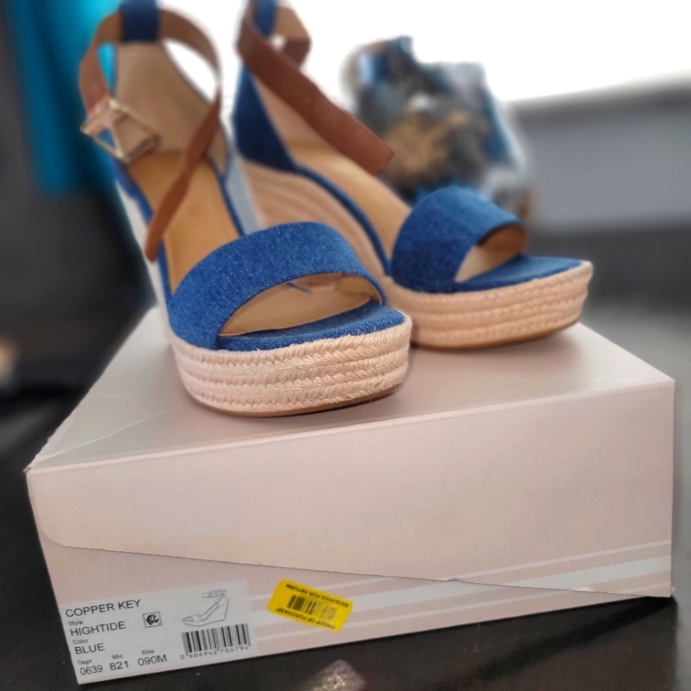 Copper Key, Hightide Ankle Strap Espadrille Wedges